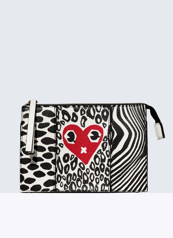 FL18 Black & White Pebble with Red Heart Print