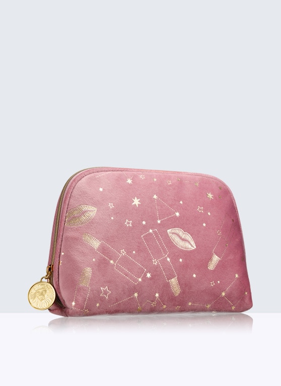 FL19 Light Pink Velvet with Silver Print Bag