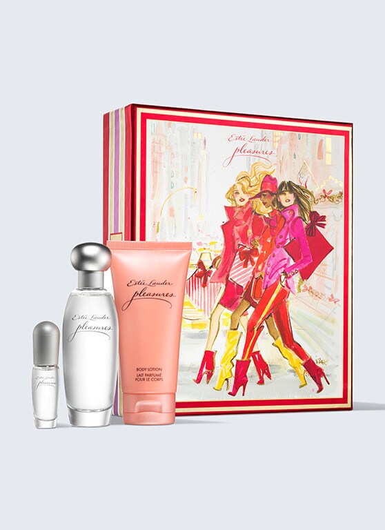 ชุดน้ำหอม Pleasures 3 ชิ้นพร้อมกล่องของขวัญ Pleasures Favorites Trio