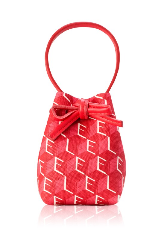 Estee Lauder Red Printed Mini Bucket Bag